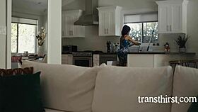 The milf tranny fucks the plumber hard.