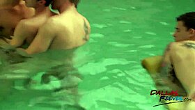 hot group having fun outdoor in pool