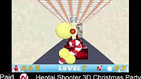 Ретро хентай-шутер на 3D рождественской тусовке с большими титьками