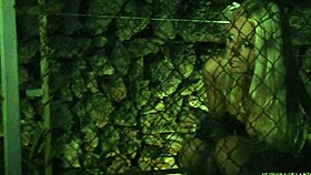 Blonde Slavegirls Freed from Cage for Bent-Over Blowjob and Pussy Play.