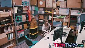 Teen thief Dolly Leigh sucks big dick at office