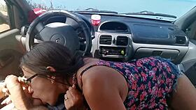 latina milf sucks big cock on the road