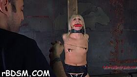 Blonde Slave's Bound Pussy Drilled with Toys