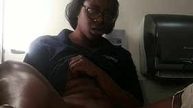 Ebony babe playing on bathroom counter with big ass fingering