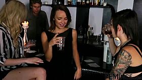 Co Eds Party with Scissoring, Strapon, and Dildo Toys in Lesbian Orgasm.
