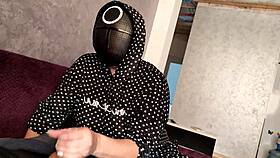 Detailed Scene of MILF Jerking Off Squid Game Member's Dick for Cum on Tits