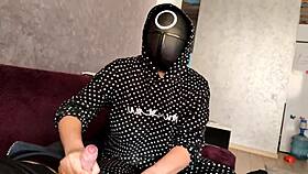 Detailed Scene of MILF Jerking Off Squid Game Member's Dick for Cum on Tits