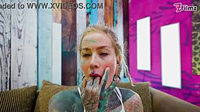 Cute Tattooed Girl in Lingerie Gapes Asshole Wide with Big Toy Anal Prolapse