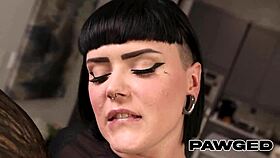 big booty tattooed goth gets bent over