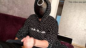 Detailed Scene of MILF Jerking Off Squid Game Member's Dick for Cum on Tits