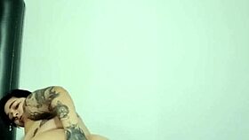 Latina goth tries first anal with glass dildo