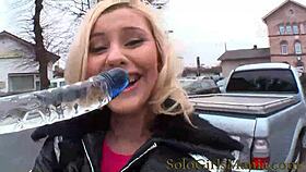 Beautiful czech blonde alexa bold masturbates with dildo on shaved pussy