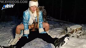 winter loneliness with maid in snowy fantasy