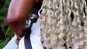 Real couple with black woman in doggystyle fun