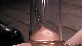 Want to see this hairy pussy brunette get her tits tormented with toys?