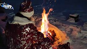 winter loneliness with maid in snowy fantasy