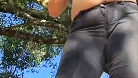 Naughty slut outside in cute panty, what are you doing?