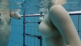 Anna Netrebko asks Lada Poleshuk, 'Ready for underwater fun?' in lesbian pool scene