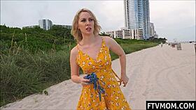 Hot milf flashing her body in public at beach