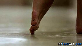 Foot fetish babe performs oral sucking and fingering