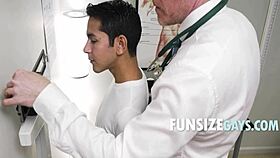 tiny man visits gay doctor for bareback action in hospital room