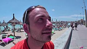 Young german teen gets her first huge cock fuck in public at ballermann 6 during casting interview.