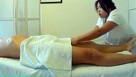 real asian massage in uniform... happy endin' surprise!