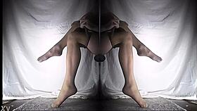 Exploring nylon pantyhose on legs in weird ways