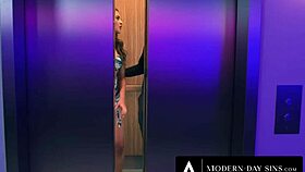 Gizelle Blanco gets rough double penetration in elevator.