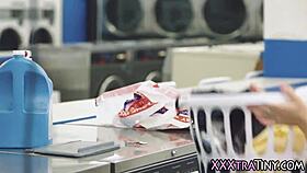 Cute small teen railed outdoors with cumshot