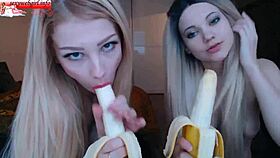 watch these two sexy girlfriends suck bananas on webcam?