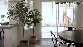 Hiker girlfriends share rescuer's big cock in group fun.