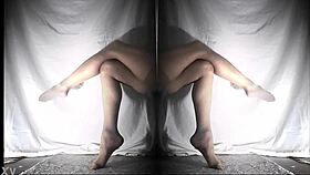 Exploring nylon pantyhose on legs in weird ways