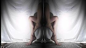 Exploring nylon pantyhose on legs in weird ways