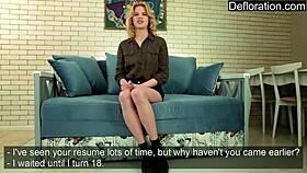 Hot russian teen Chiksa masturbates pussy in casting