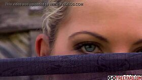 Blonde enjoys softcore solo time outdoors like her favorite movie.