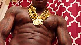 Huge brunette worships big black cock, jerks off solo!