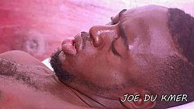 Couple relaxes by the pool with natural beauty