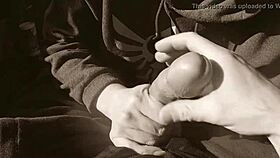 Nerd wipes cum on him after she sucks his cock in public 😈