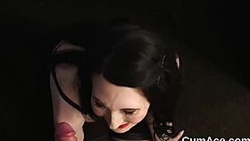 frisky peach gets sperm shot on her face swallowing all the sperm