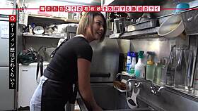 Asian girl gives blowjob and gets fucked with big tits