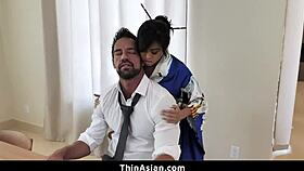 I'm this hot Asian teen craving a big white cock