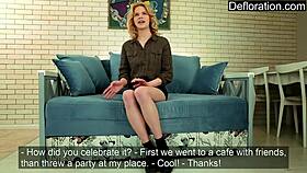 Hot russian teen Chiksa masturbates pussy in casting