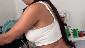 Latina Makes Breakfast with Big Tits and Ass