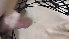 i’m dumping cum all over her fishnet lingerie