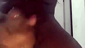 Linda's trans beauty masturbates her monster cock.