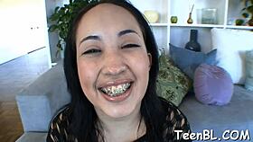 i watch gorgeous teen rub her pussy before deepthroat blowjob