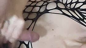 i’m dumping cum all over her fishnet lingerie
