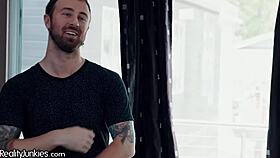 Busty step-sister lena paul rides cowgirl while spied on by bro!