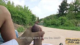 Amazing teen pickup in public outdoor reality show